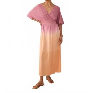 faherty coast to coast midi dress Faherty Coast To Coast Honey Mustard Cotton Smocked Waist Midi Dress Small  New